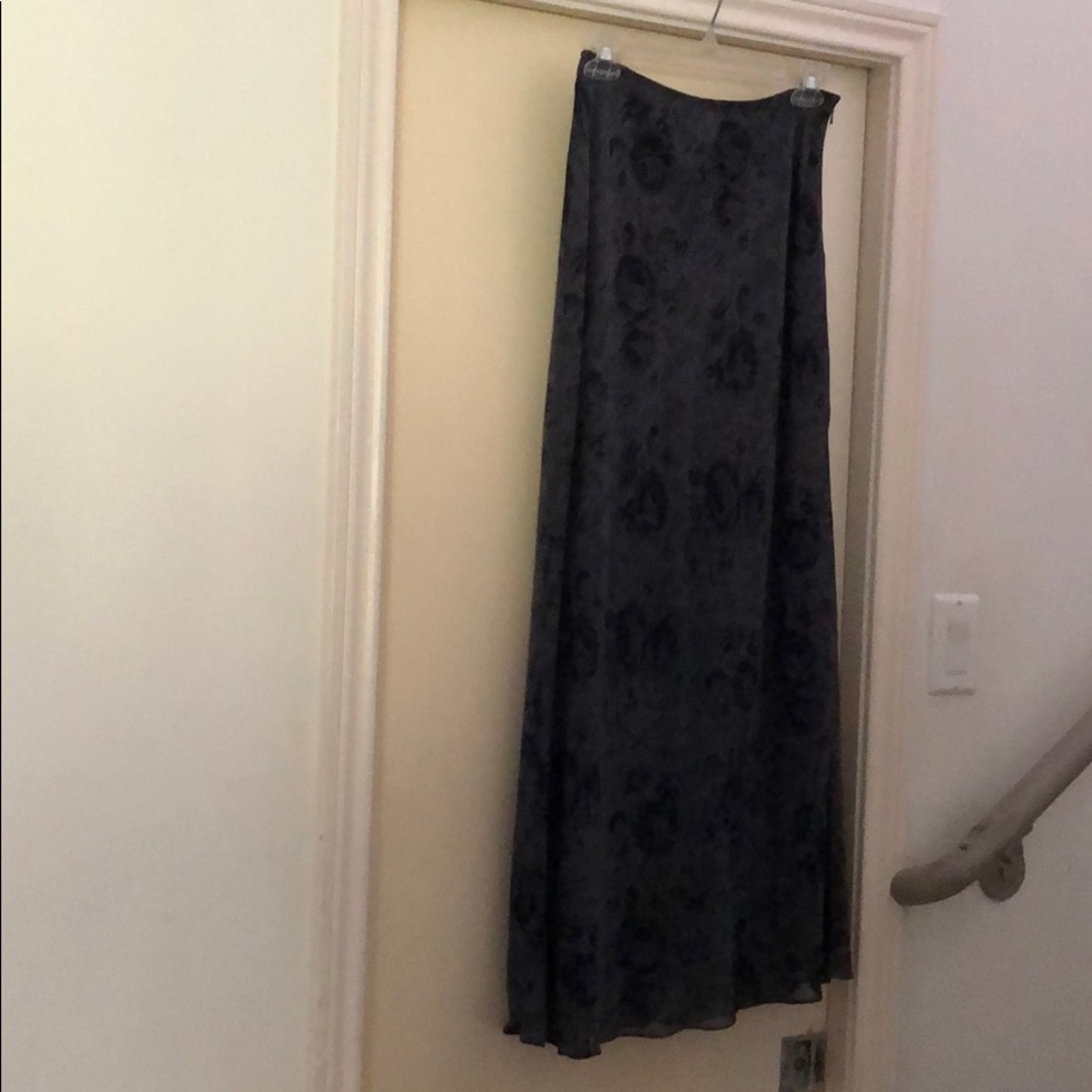 DKNY Dark Blue Long Silk Skirt